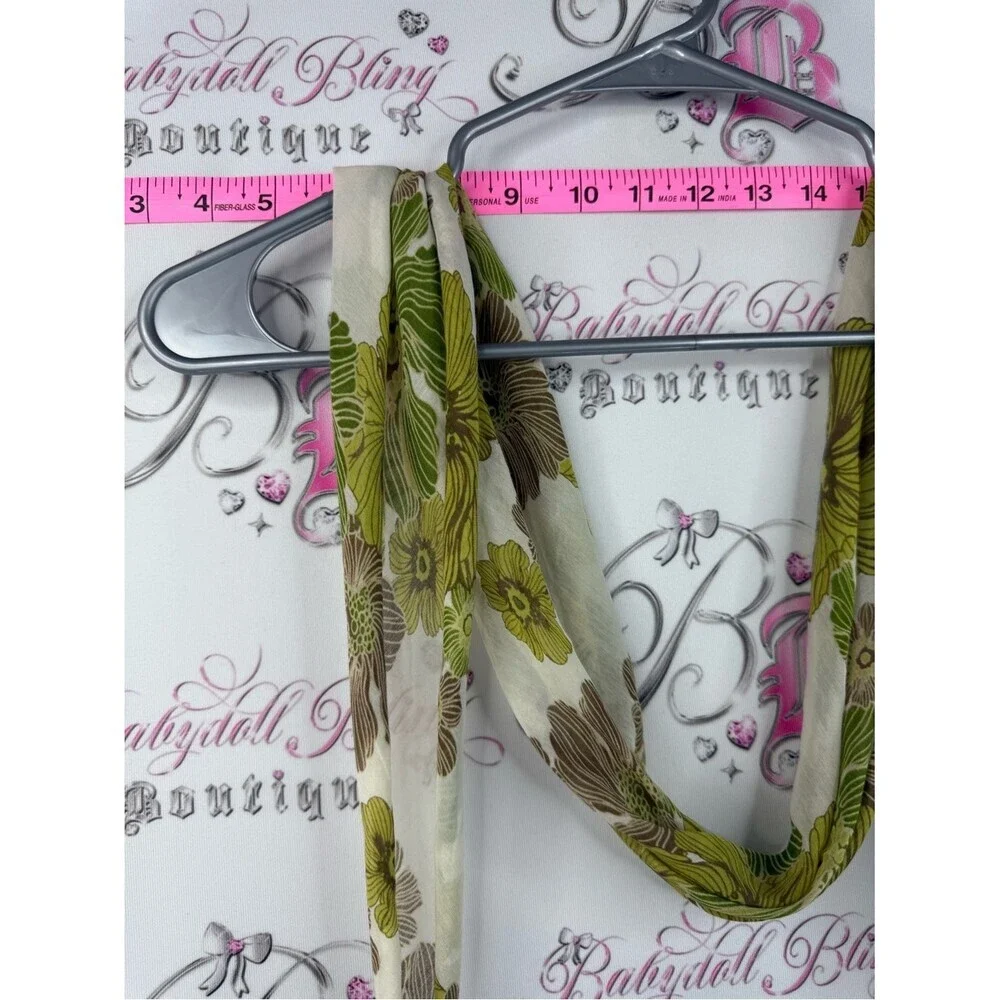 Scarf or head band bandana Floral Lightweight Scarf in Olive Green and Tan